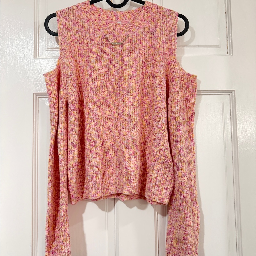 Sweetest Cold-Shoulder Melange Knit
